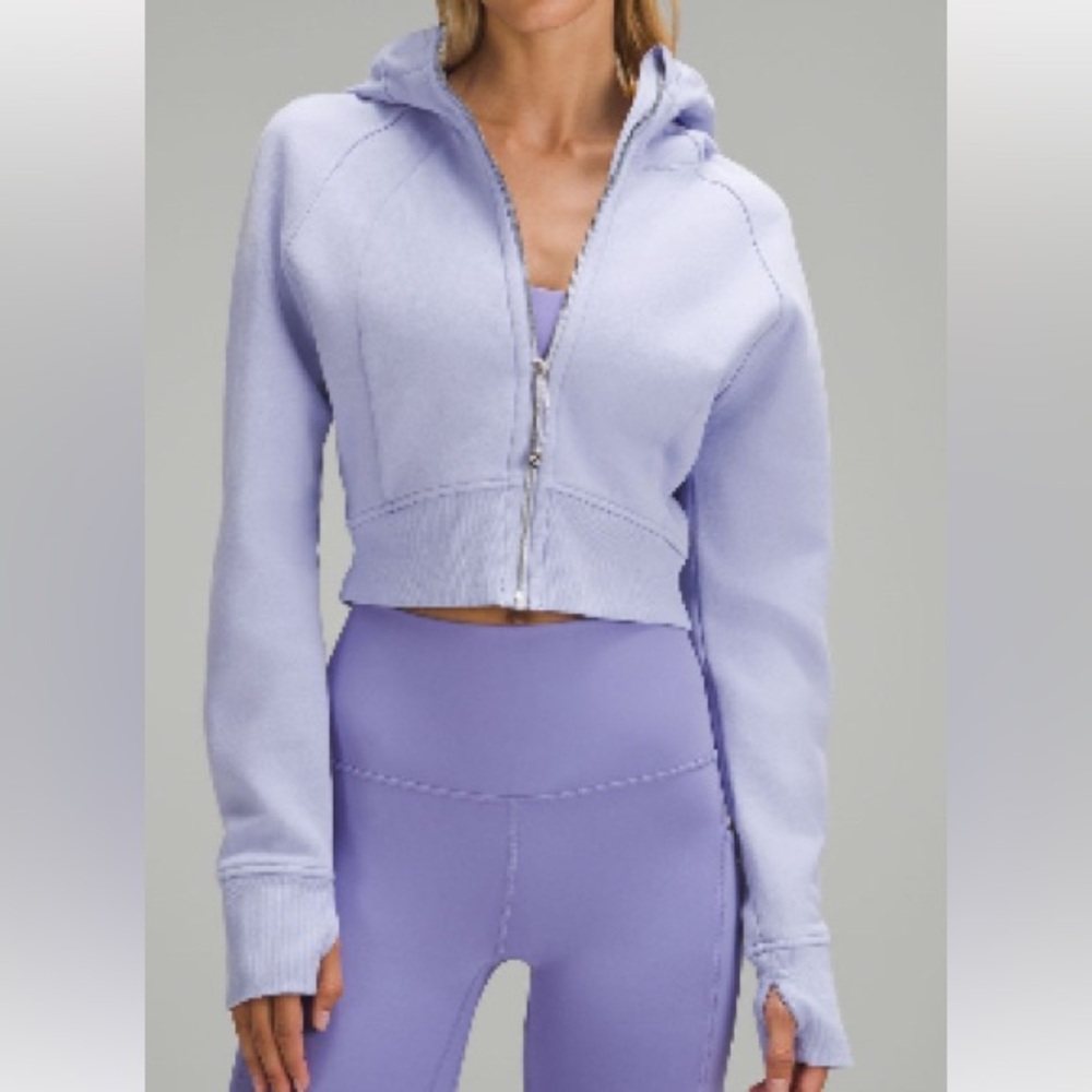 Lululemon Full Zip Cropped Scuba Hoodie Color: Lilac Smoke Size 2